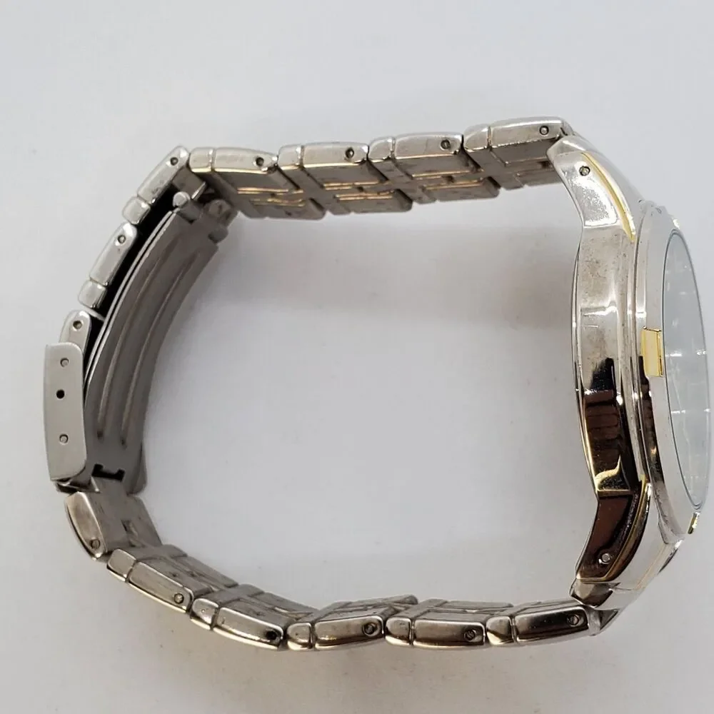 Men's Watch Diamond Accent 38MM Black‎ Dial Gold Gray Band Date 7